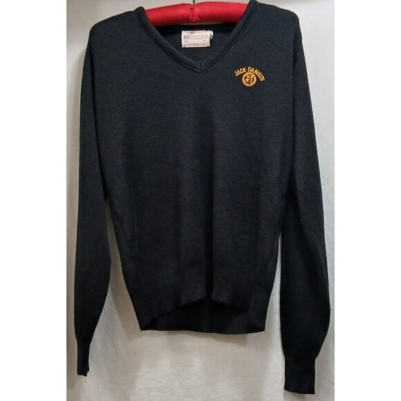 Vintage Deadstock Jack Daniel's Old No. 7 Embroidered V-Neck Sweater Size Medium - Picture 1 of 5
